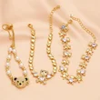 Clearance hot sale pearl bracelet creative inlaid zircon love bear hand jewelry bracelet female brm51