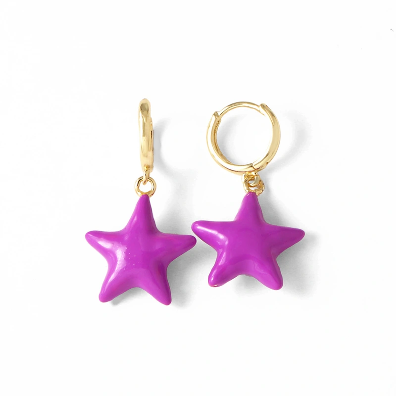 Clearance AS jewelry European and American five-pointed star pendant dripping copper 18k gold-plated women's earrings earrings era108