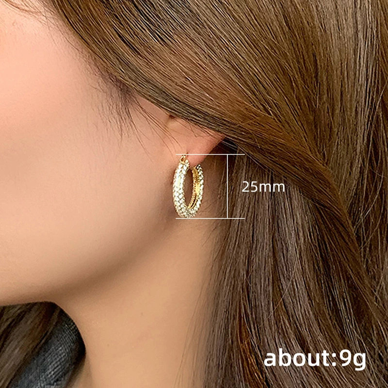 European and American new style copper inlaid zircon U-shaped earrings for women retro fashion diamond pattern earrings wholesale
