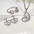2021 New Arrival Heart Diamond Heart Necklace Set All-match Personalized Heart-shaped Earrings Three-piece Set