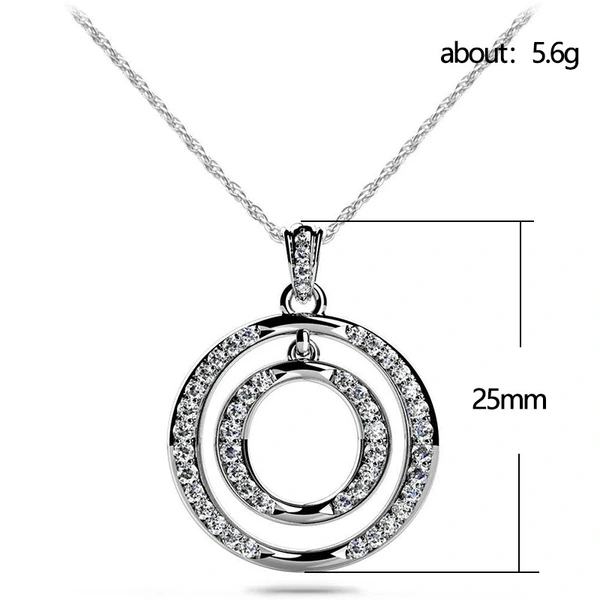 Korean style new fashion double ring diamond necklace simple and versatile boutique necklace clavicle chain
