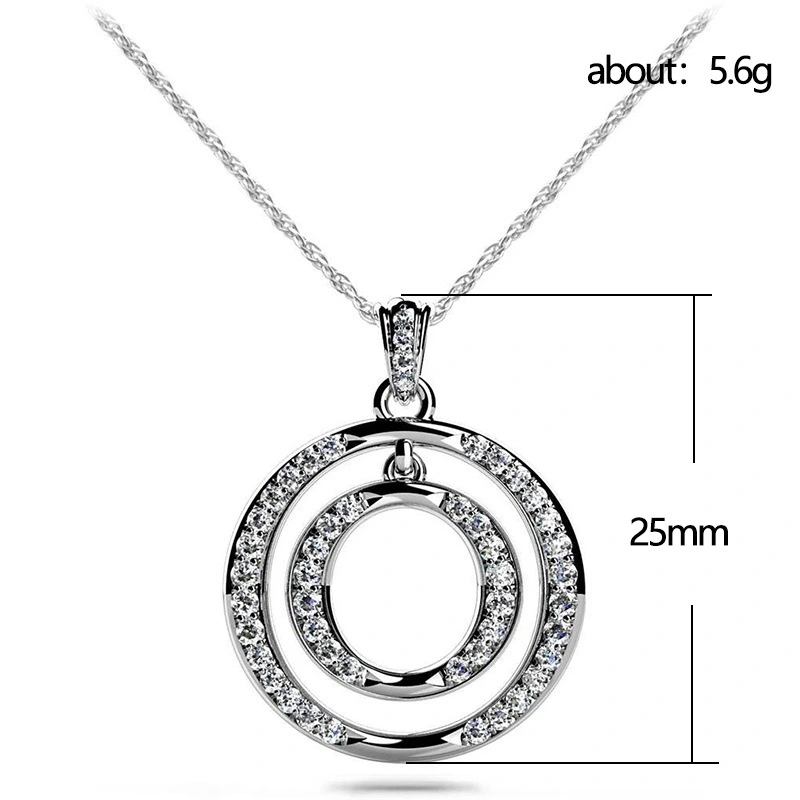 Korean style new fashion double ring diamond necklace simple and versatile boutique necklace clavicle chain
