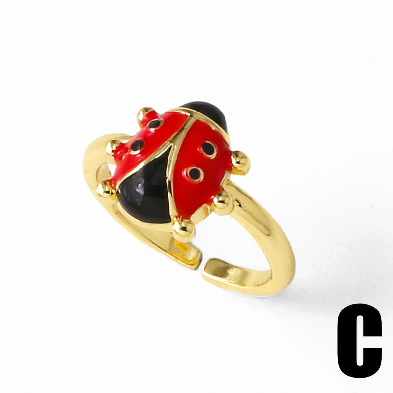 AS jewelry oil-drip gold-plated fruit cherry insect open ring finger ring ris21 ring