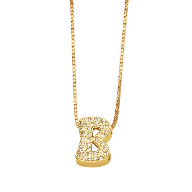 AS jewelry new arrival 26 English letters necklace gold-plated zircon inlaid hip-hop clavicle chain nkw61
