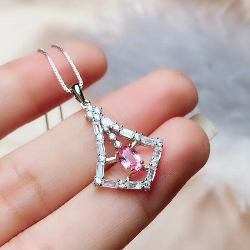   New Korean style light luxury temperament pink diamond pendant necklace creative skirt zircon women's clavicle chain