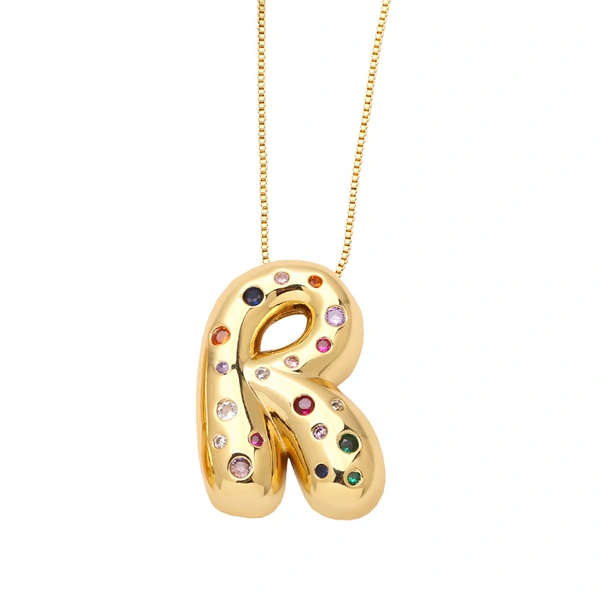 AS jewelry 26 English letters necklace gold-plated inlaid colored zircon clavicle chain nkb070