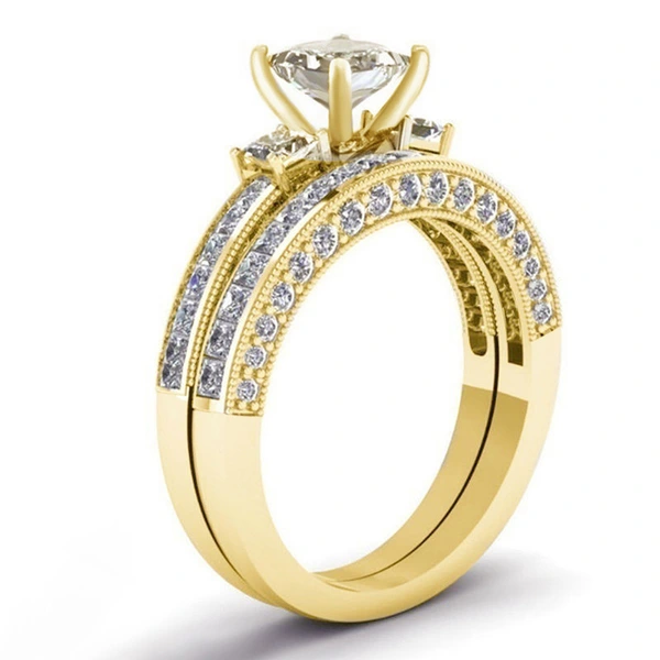 European and American hot-selling rings, exquisite and fashionable, exquisite diamond couple rings, geometric quadrilateral rings