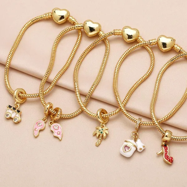 AS jewelry hot selling wings high heels pendant bracelet gold-plated oil drop coconut tree hand jewelry brf25