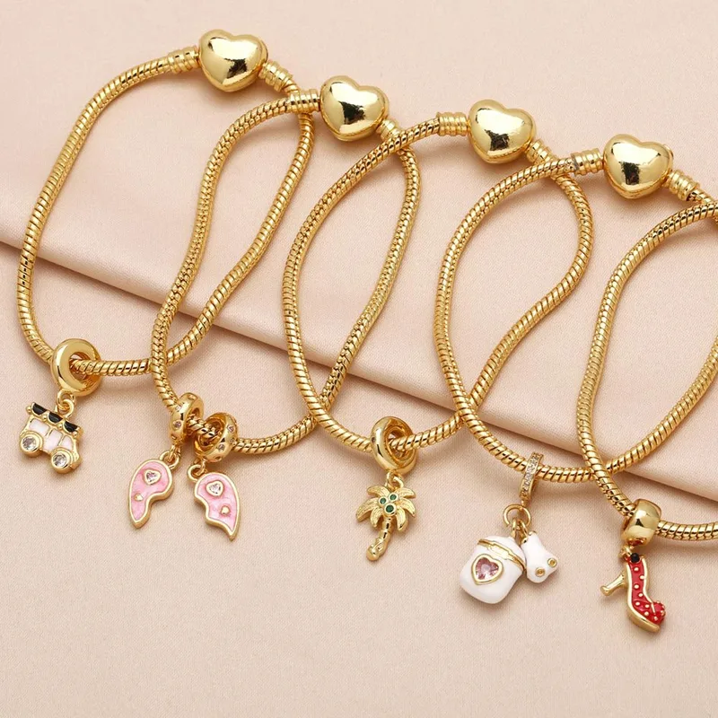 AS jewelry hot selling wings high heels pendant bracelet gold-plated oil drop coconut tree hand jewelry brf25