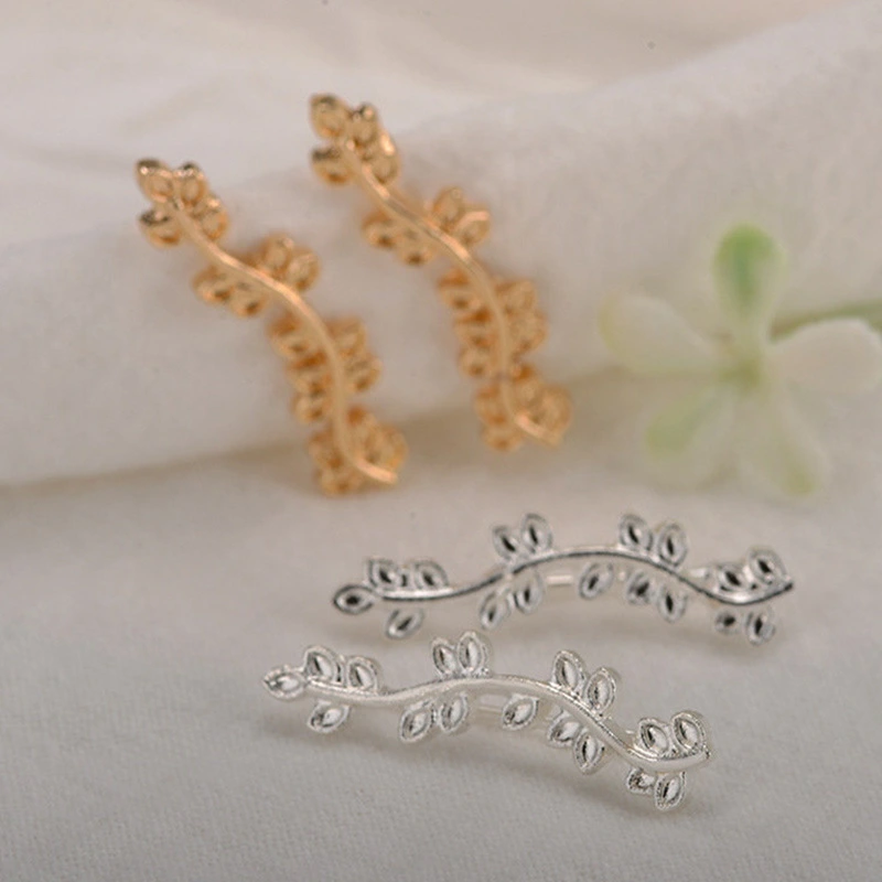    New jewelry natural popular multi-layer leaf earrings curved branch leaf earrings