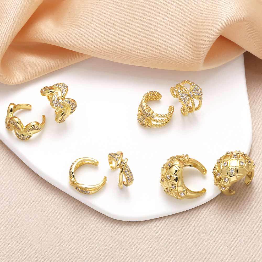 Jewelry hot sale irregular earrings for women gold-plated zircon C-shaped ear bone clip earrings era143