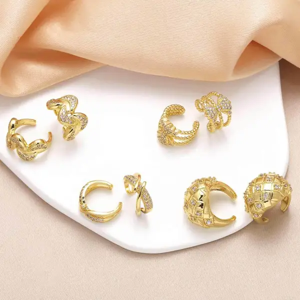 Jewelry hot sale irregular earrings for women gold-plated zircon C-shaped ear bone clip earrings era143