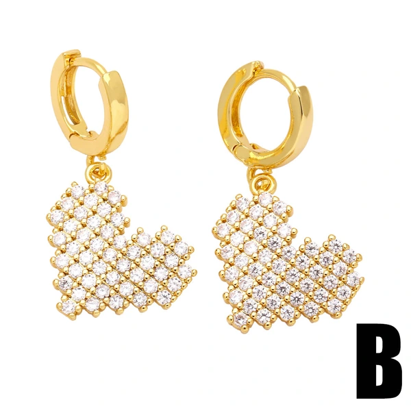 French high-end diamond heart earrings European and American new retro light luxury micro-inlaid zircon heart-shaped earrings era212