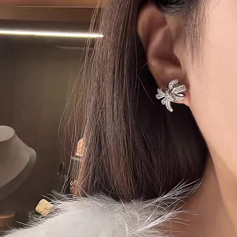 Korean style gentle new earrings for women with bow symmetrical boutique earrings for ladies and princesses