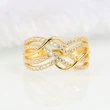Light luxury high-end wave multi-layer line diamond ring female personality niche banquet exaggerated hollow ring