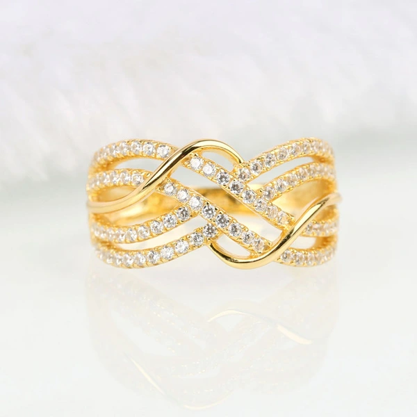 Light luxury high-end wave multi-layer line diamond ring female personality niche banquet exaggerated hollow ring