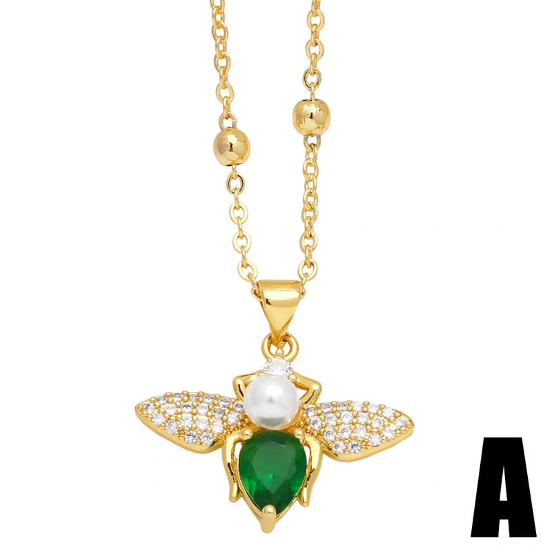 European and American jewelry temperament pearl butterfly necklace personality bee clavicle chain versatile necklace wholesale nkn03