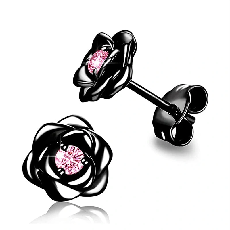 Rose series small fragrance style earrings flower design exquisite fashion sweet style versatile temperament earrings