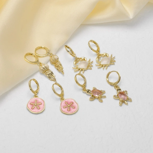 AS jewelry hot selling ocean wind pendant earrings turtle crab copper gold-plated earrings erz71