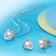 Exquisite lustrous pearl flower jewelry set, elegant and fresh, exquisite earrings, pastoral everyday necklace