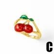 AS jewelry new full zircon fruit cherry love open ring ring rir25 ring