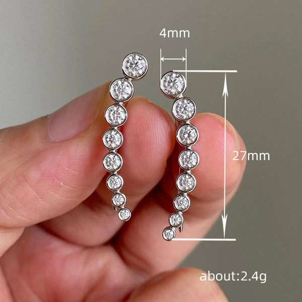  Niche, simple, regular, high-end earrings, retro, shining, temperament, round diamond ear hooks, popular earrings