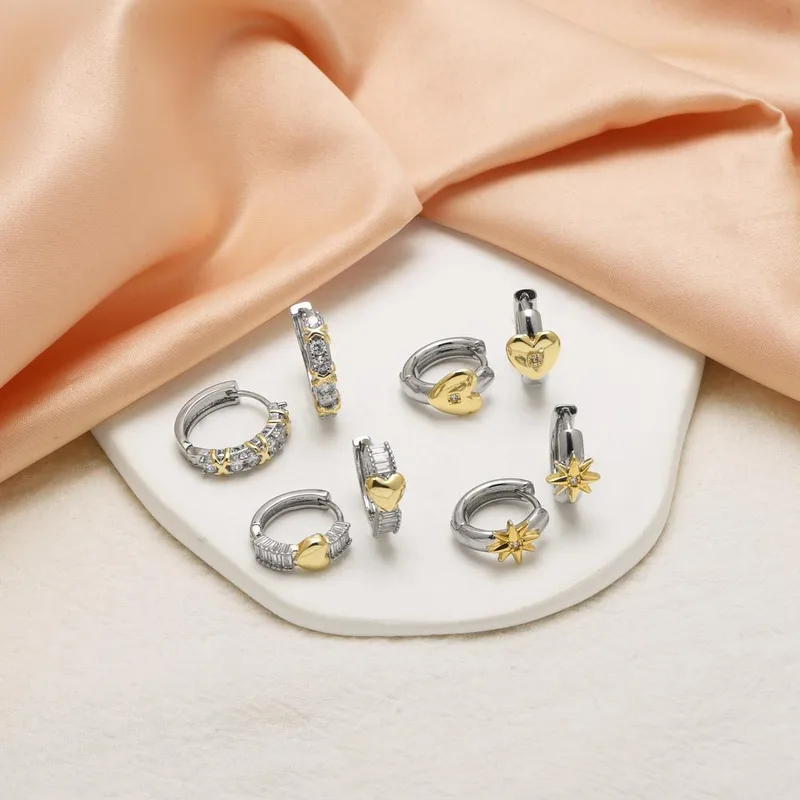 AS jewelry Europe and the United States new hot selling smooth two-color love star gold-plated earrings ear needle earrings erv36