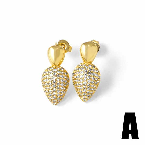 AS jewelry hot selling love peach heart earrings female gold-plated inlaid zircon heart-shaped earrings era392