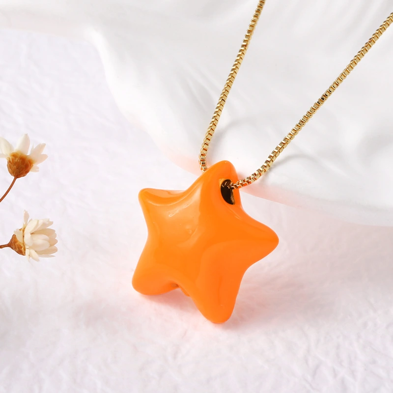 AS jewelry new oil drop five-pointed star pendant necklace clavicle chain nkb709 necklace