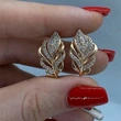 Hot new wheat ear earrings stylish pastoral style light luxury temperament square face earrings leaf female earrings