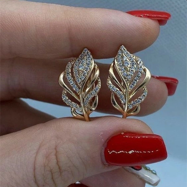 Hot new wheat ear earrings stylish pastoral style light luxury temperament square face earrings leaf female earrings
