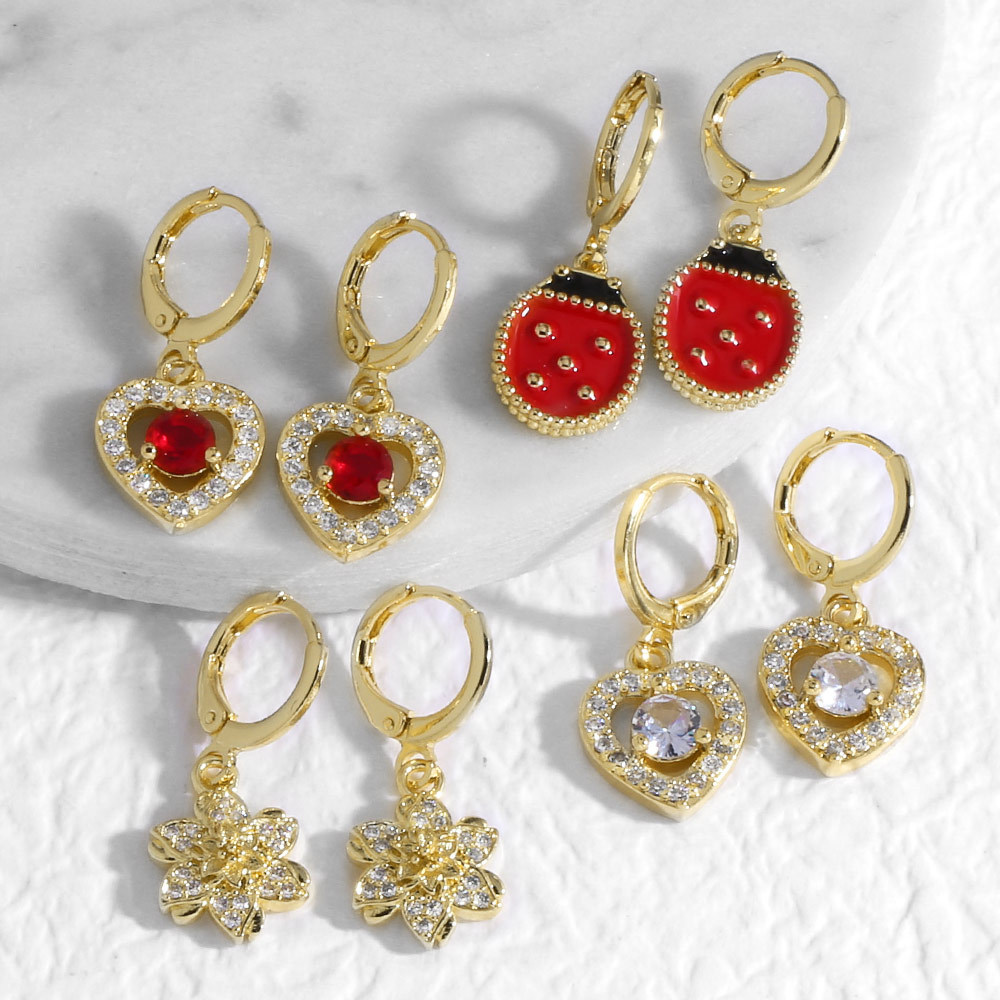 AS jewelry new hot selling full zircon love flower pendant earrings era104 earrings