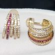 Multi-layer line earrings, multi-ring diamond-studded personality earrings, banquet high-end texture dress earrings