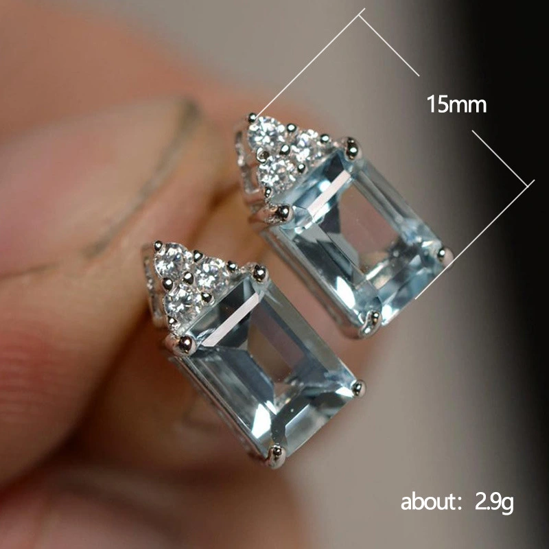 Specializing in hot-selling topaz aquamarine zircon earrings for women, wholesale from European and American jewelry manufacturers