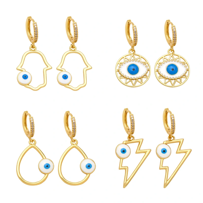 Clearance European and American jewelry devil eye earrings female geometric lightning drop oil blue eye earrings ers35