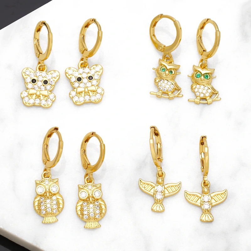 Hot selling earrings European and American simple zircon all-match cartoon animal earring pendant wholesale ert97