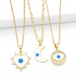 European and American style personality fashion Turkish blue eye necklace female moon heart shaped devil eye clavicle chain nkb226