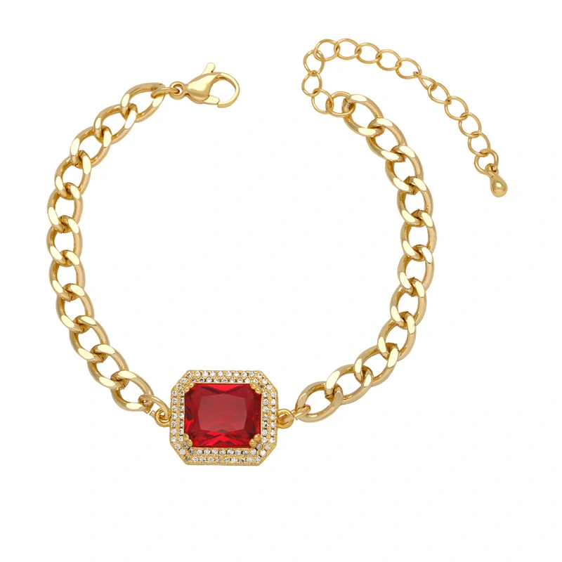 Clearance hot sale inlaid colored zircon bracelet women's versatile copper plated real gold hand jewelry brd25