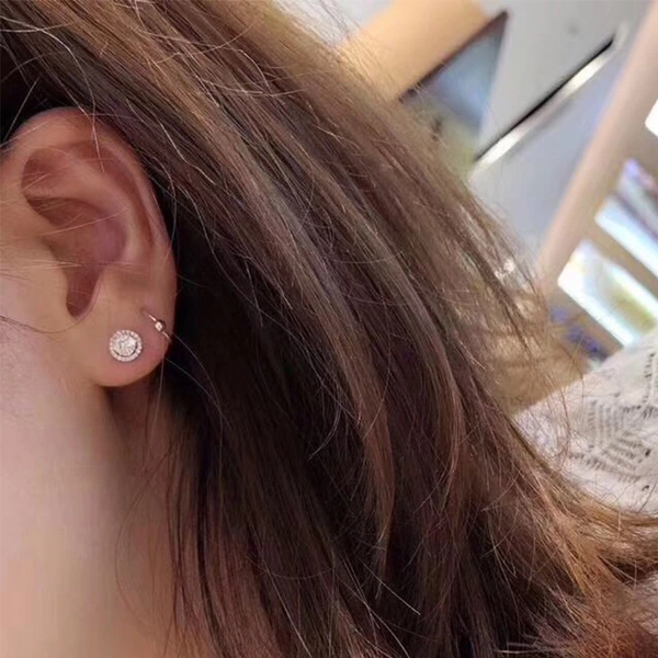 European and American hip-hop unisex earrings, small and simple, full of diamonds, 2024 new style, high-end earrings