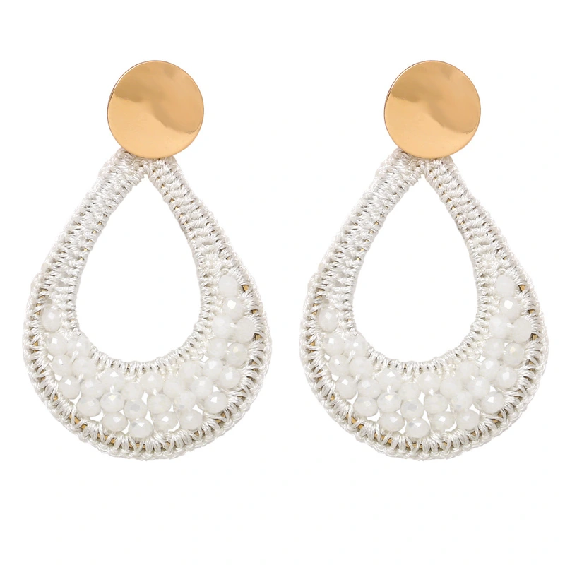 European and American retro rice bead water drop earrings ethnic style geometric earrings Bohemian handmade earrings female era198