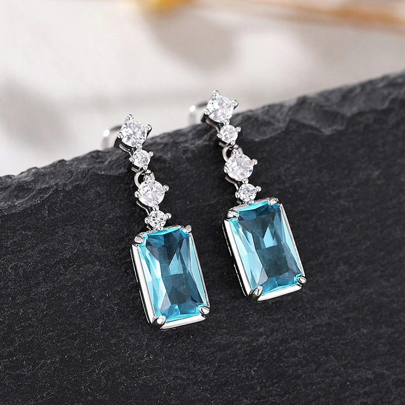 New European and American earrings, rectangular, high-end, elegant earrings, best-selling, medium-length women's earrings