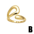 Clearance jewelry hot sale irregular ring women's polished copper plated 18k gold open ring rih93