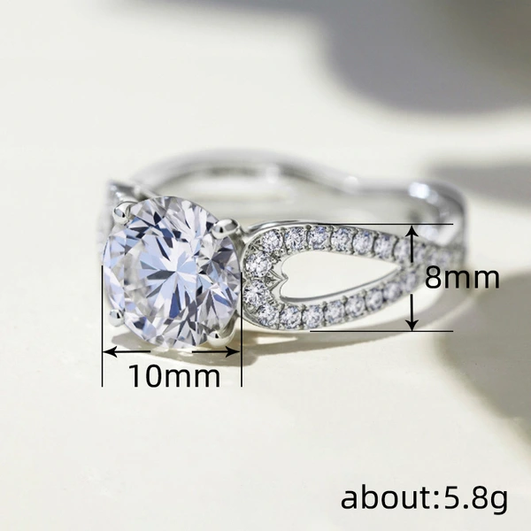  New zircon ring hollow cross four claws fashion design proposal wedding ring birthday gift ring