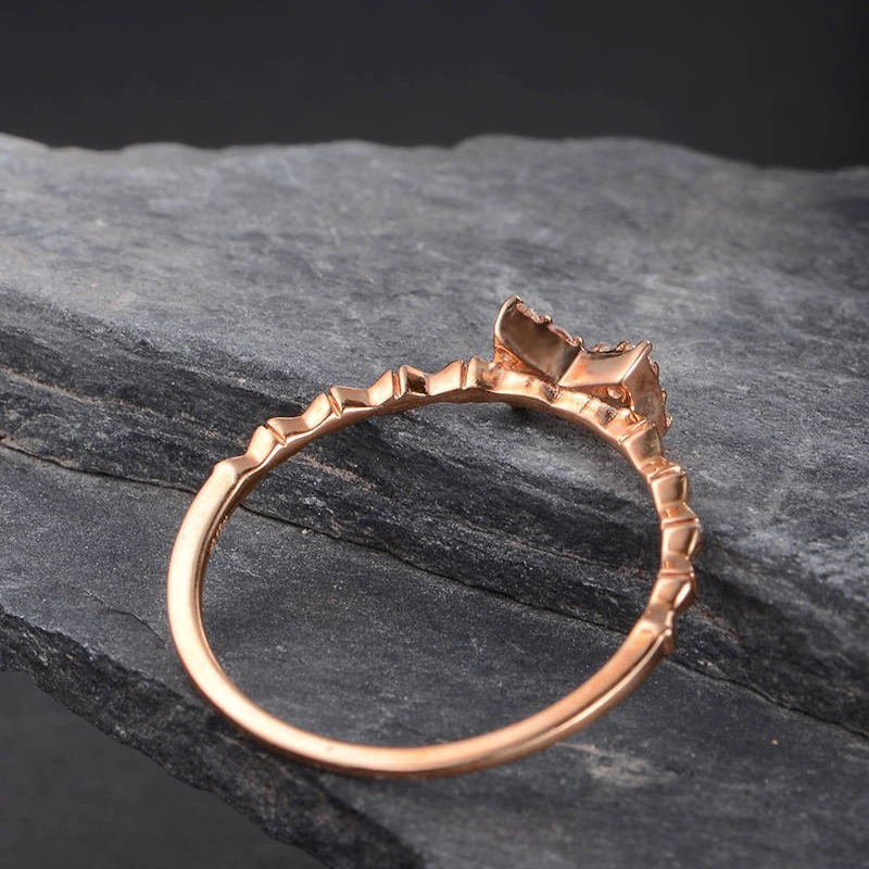  Fashionable new women's bow ring copper plated rose gold inlaid zircon prom party ring jewelry