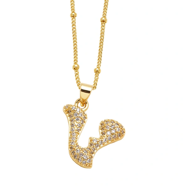 AS jewelry European and American new 26 English letters pendant necklace copper plated 18k gold clavicle chain nkb327