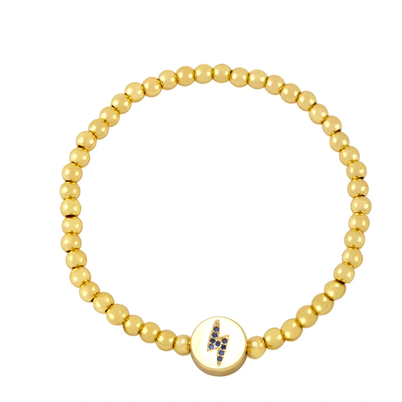 Clearance European and American creative diamond lightning bracelet women's simple gold-plated copper beaded elastic bracelet brh22