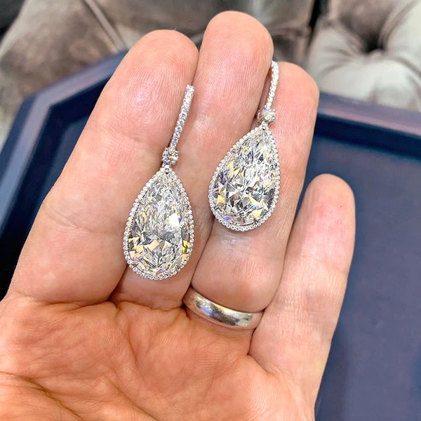 Super flash zircon teardrop earrings atmospheric crystal women's earrings new high-end versatile earrings