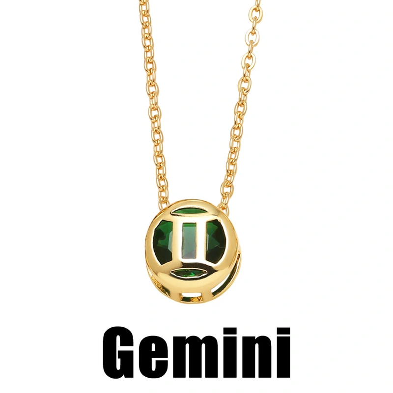 AS jewelry Europe and the United States hot selling twelve constellation necklace zircon double-sided hollow birthstone clavicle chain nkb794