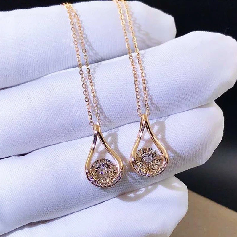 New French exquisite teardrop zircon necklace temperament simple versatile clavicle chain