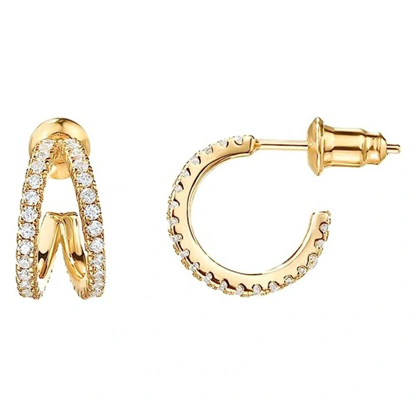  Exquisite light luxury temperament micro-inlaid zircon earrings fashionable C-shaped earrings commuter versatile Korean earrings